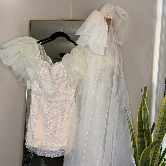 Bella Barnett Emma Off-the-Shoulder Sequin Streaking Mini Dress - Picture 6 of 10